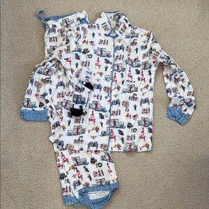 Women’s Costco Pajamas with Fun Print and Blue Accents